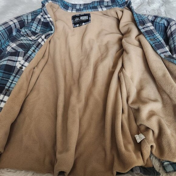 Vintage Canyon Guide Outfitters Blue Plaid Shacket‎ Jacket Mens 2X XXL Fleece - Picture 4 of 16